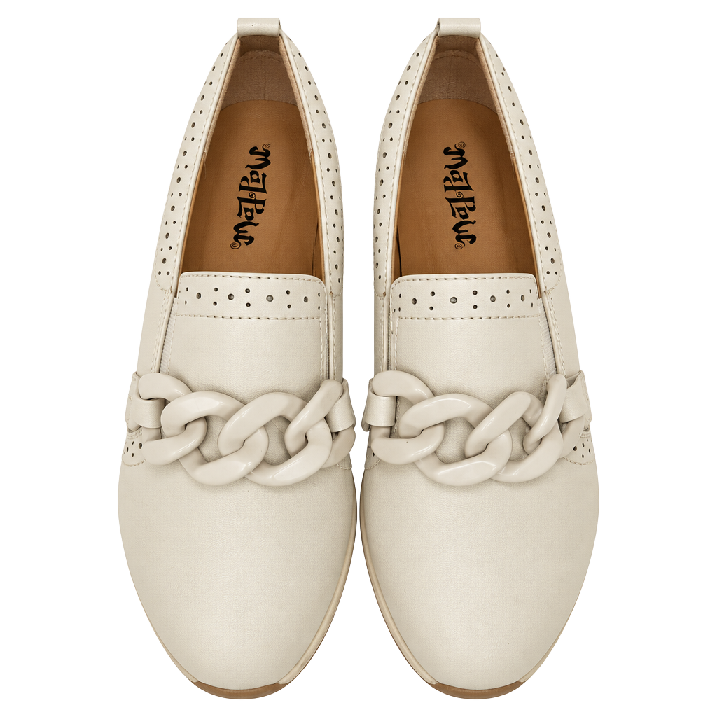 Mad Love Chain Platform Loafers Cream Beige size 9 1