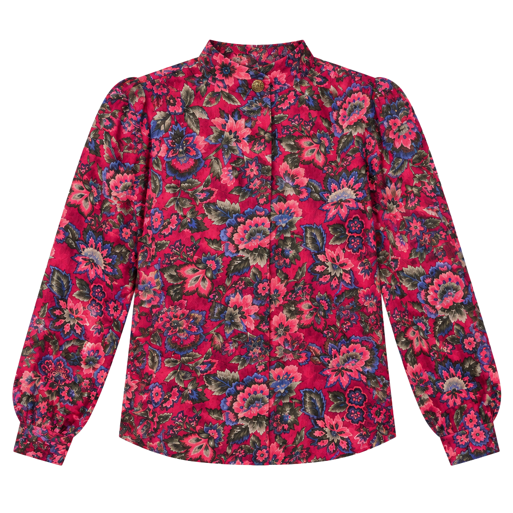 Vintage David Brooks Floral Blouse Made in USA High Neck Romantic Size 4 1