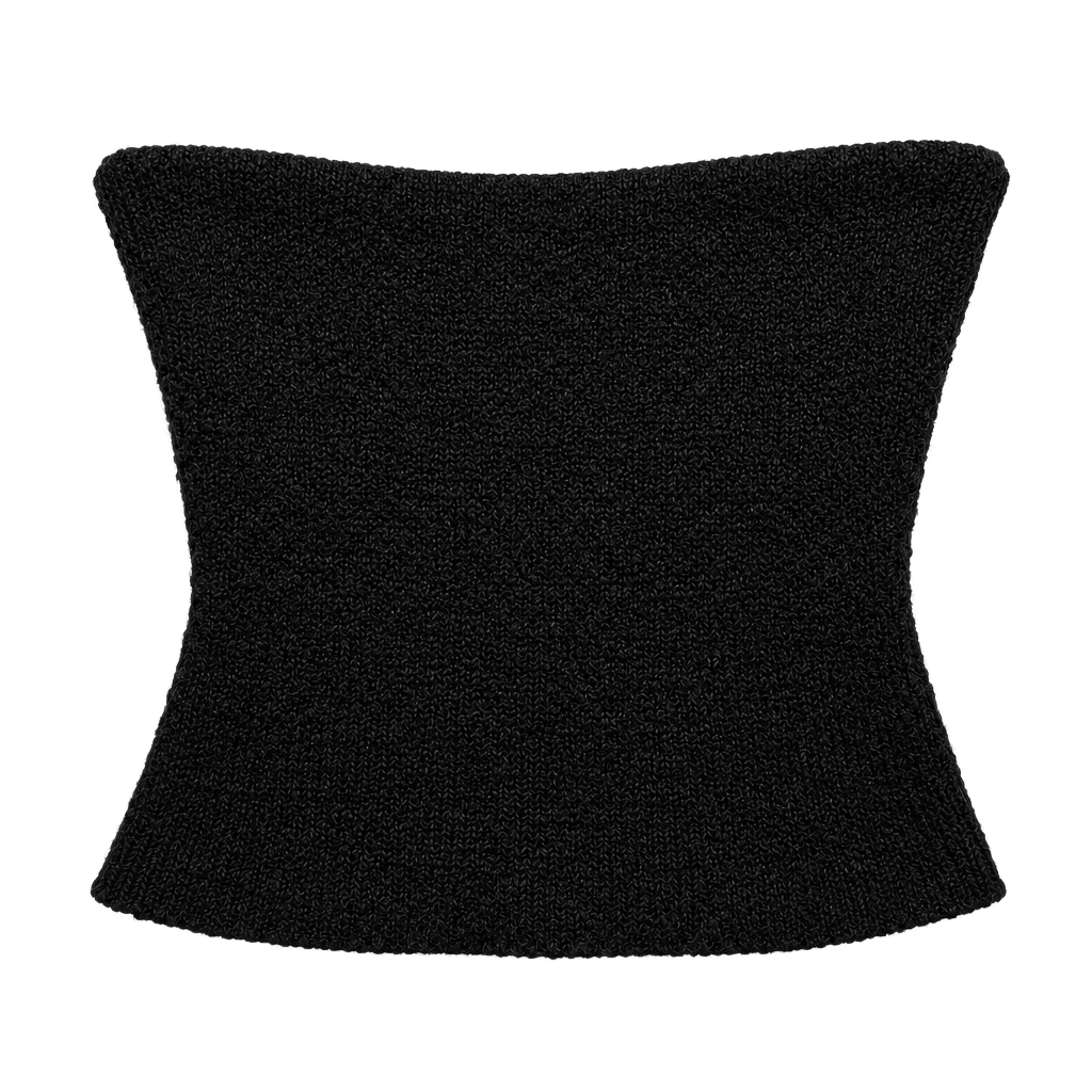 Emory Park Black Mohair Wool Blend Strapless Tube Top Y2K Size S 1