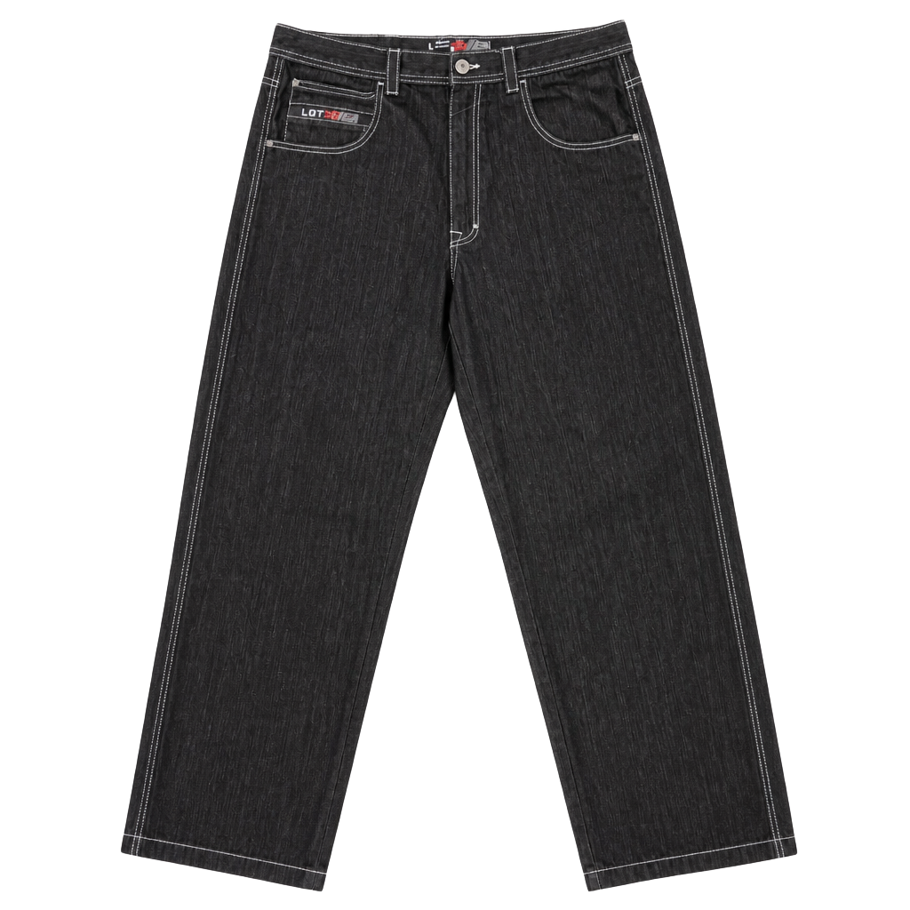 Lot 29 Black Denim Jeans Contrast Stitching Baggy Y2K Mens 1