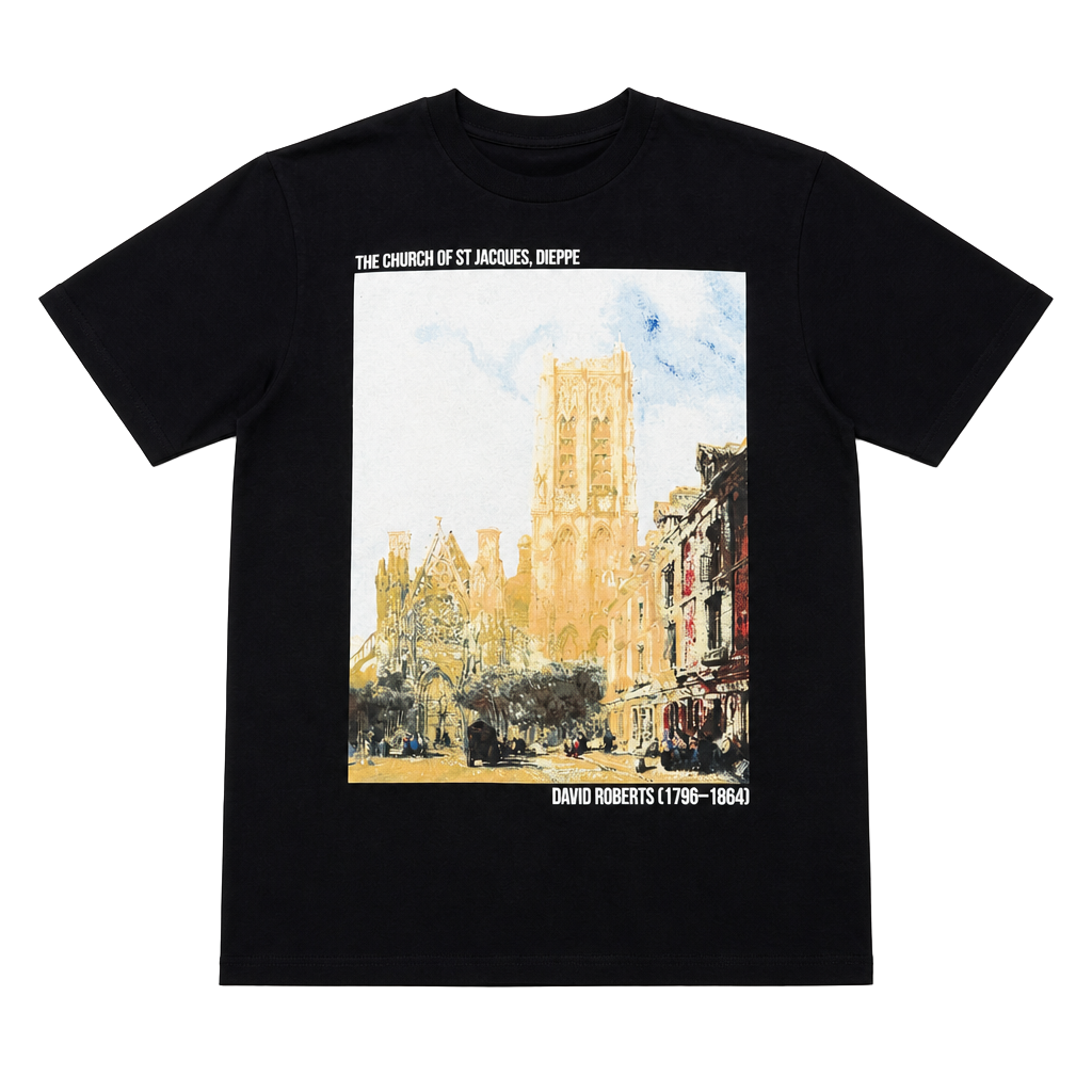 David Roberts The Church of St. Jacques, Dieppe Black Graphic T-Shirt 1