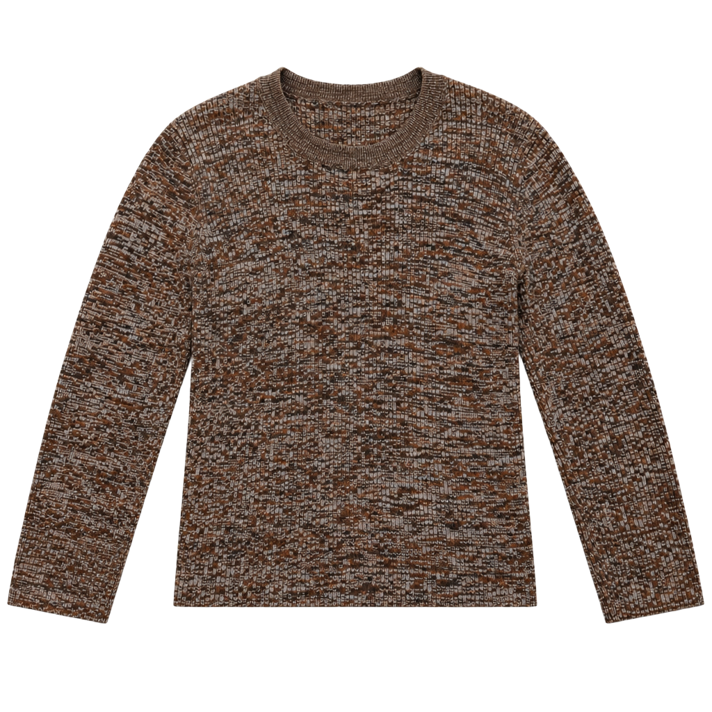 ICHI Open Knit Jumper Size L Brown Mélange Pullover Sweater 1
