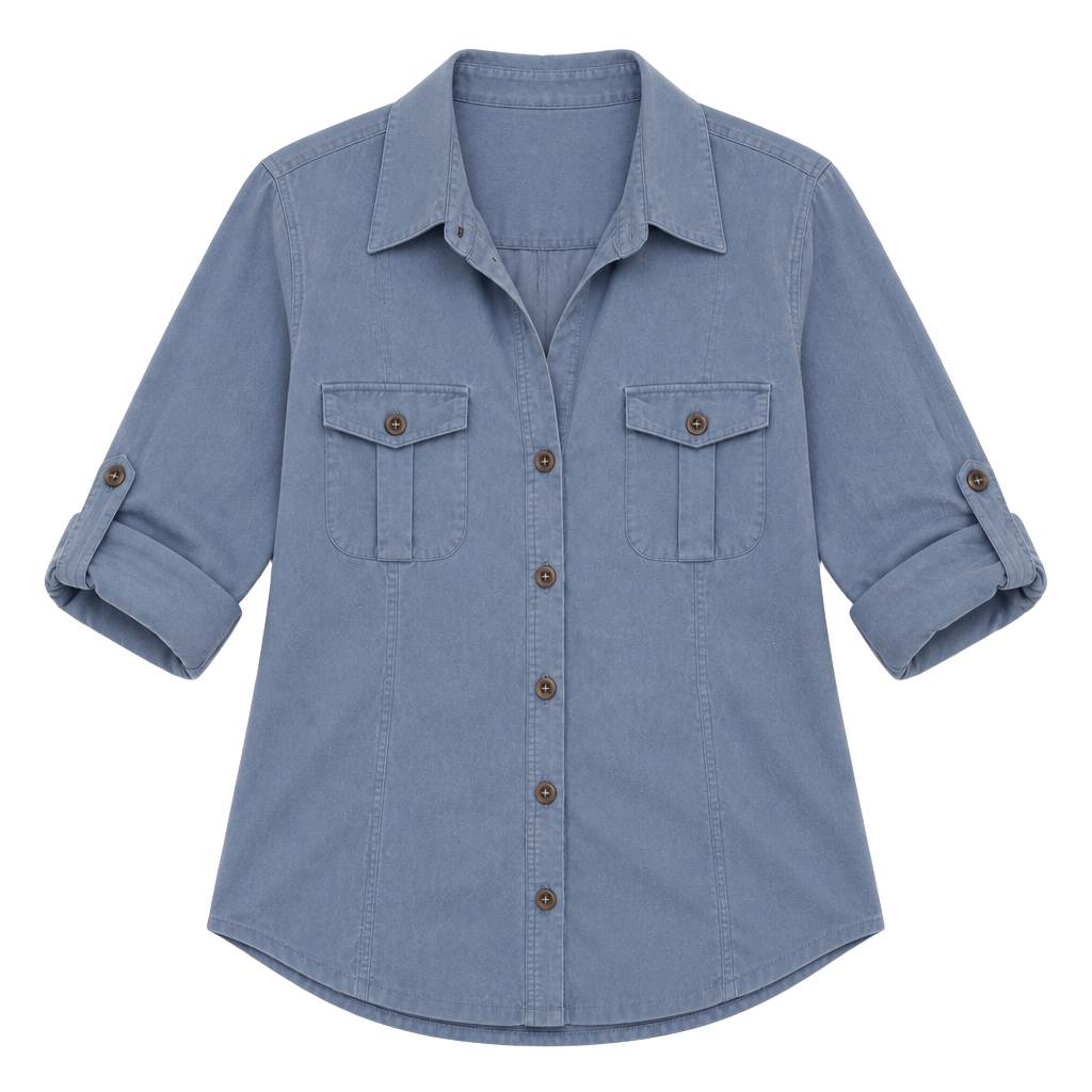 Style & Co. Blue Collared Button-Up Utility Shirt with Pockets 1