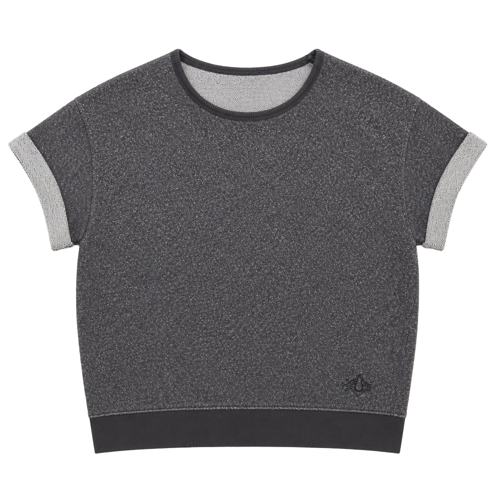True Religion Crop Sweatshirt S/P Grey Short Sleeve Cuffed 1