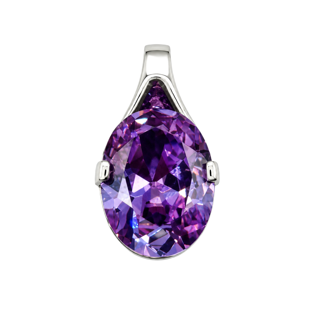 Sterling Silver Purple Oval Filigree Pendant 1