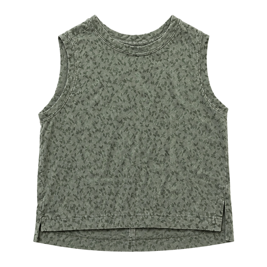 All In Motion Crop Tank Top Size XL Olive Leaf Print 1