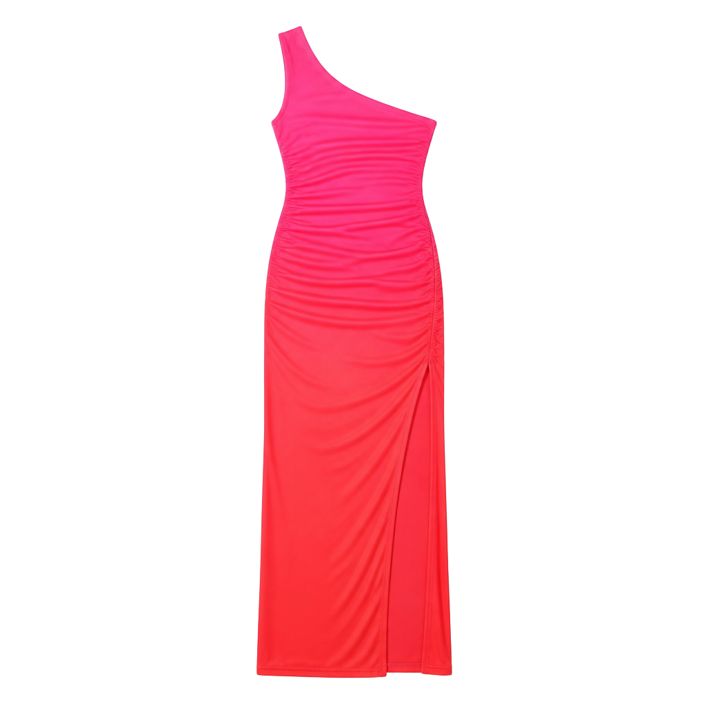 Lulus Krista Pink Ombre Mesh One-Shoulder Maxi Dress - Size: Small 1