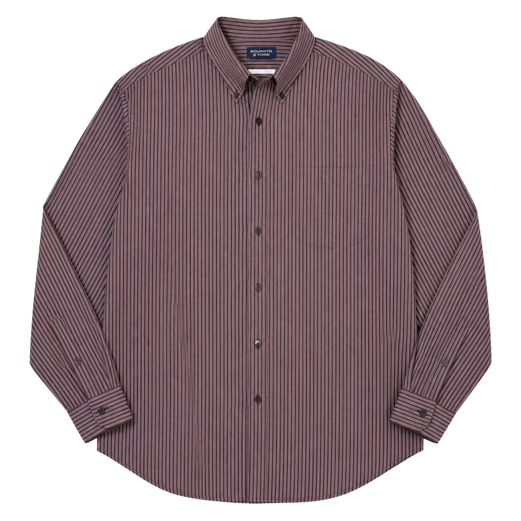 Roundtree & Yorke Long Sleeve Button Down Shirt Size XL Brown Striped 1