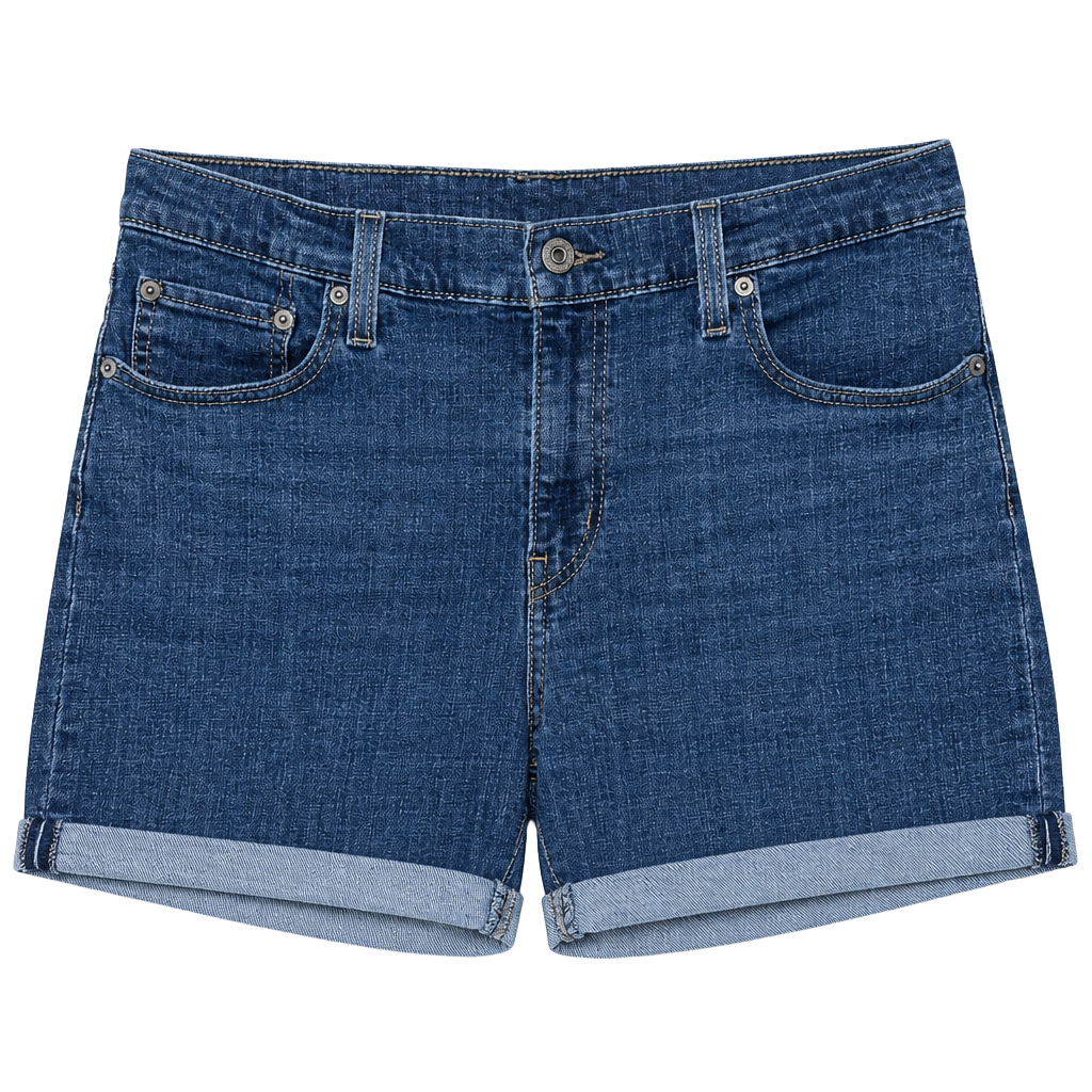Levi's Mid Length Shorts Size 31 Blue Denim Cuffed Dark Wash 1