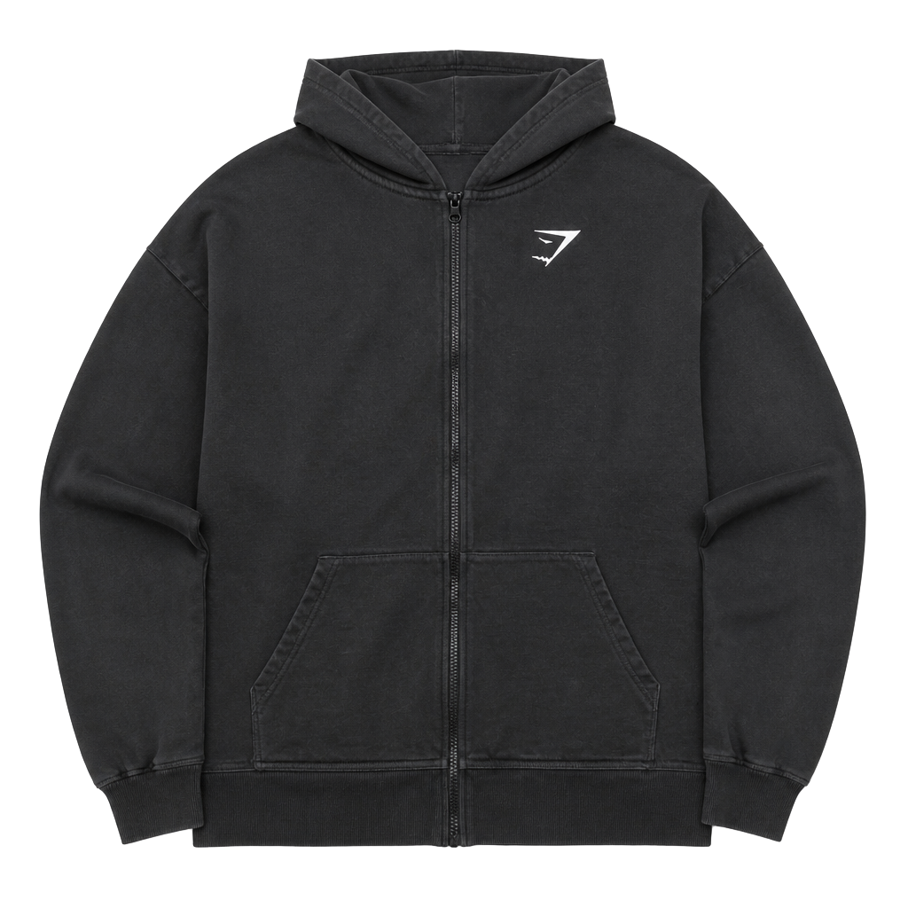 Gymshark Zip Up Hoodie Size S Black Oversized Pockets 1