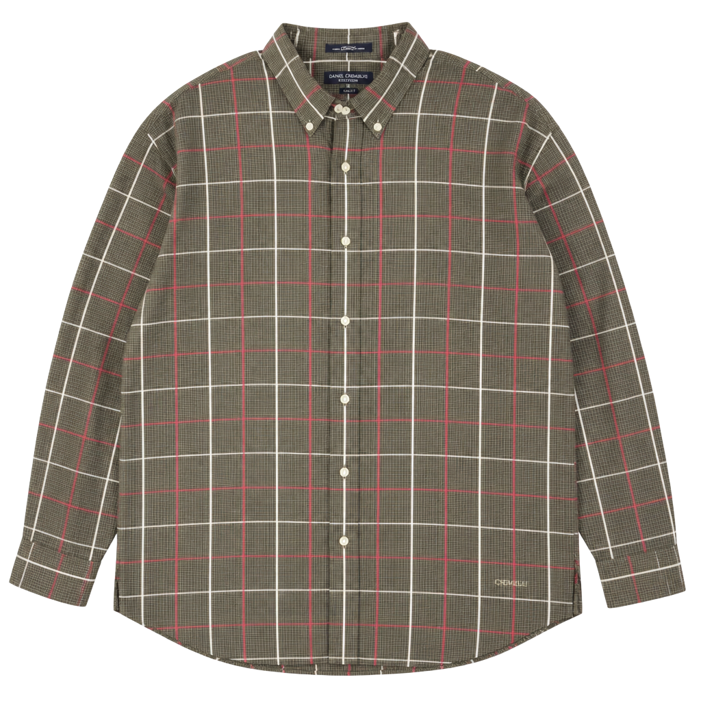 Daniel Cremieux Collection Long Sleeve Button Down Shirt XL Plaid Italian Fabric 1