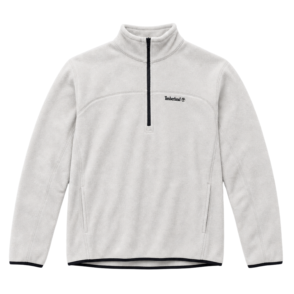 Timberland Polar Fleece 1/4 Zip Pullover Jacket in Cream 1