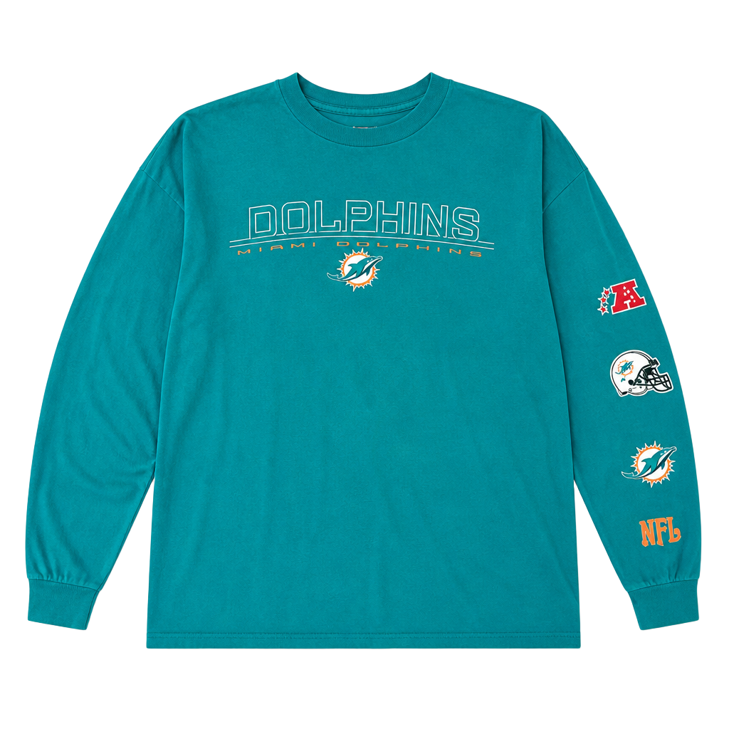 Vintage NFL Miami Dolphins Long Sleeve T-Shirt with Sleeve Graphics 1