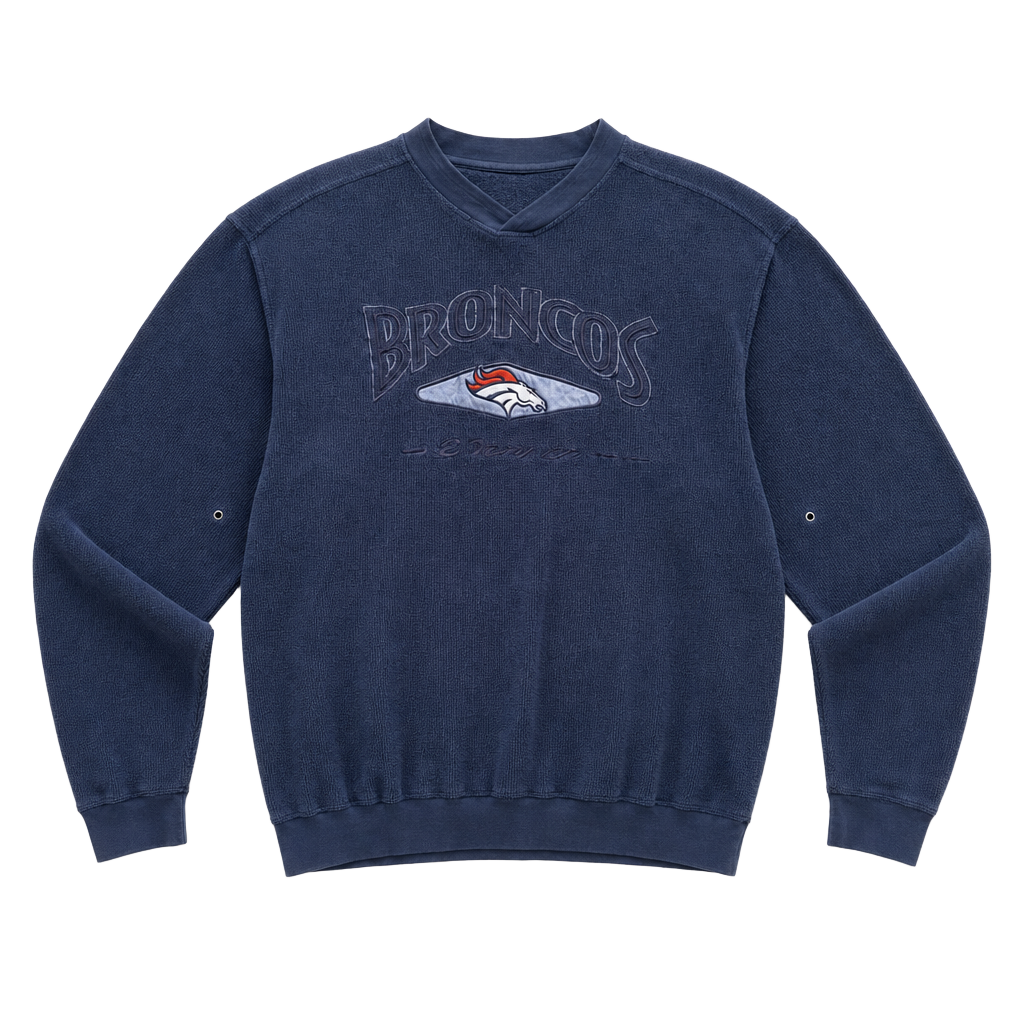 Vintage 90s Lee Sport Denver Broncos Terry Cloth Pullover Sweatshirt 1