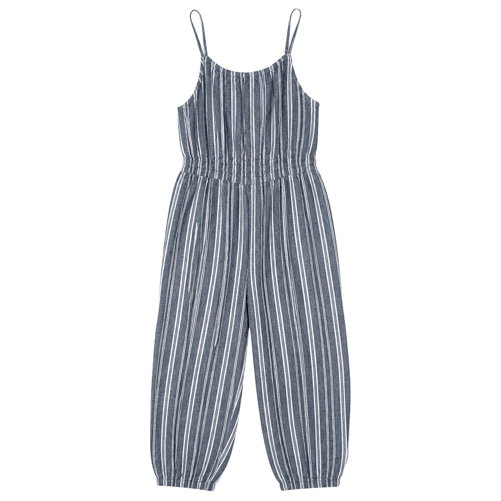 Old Navy Blue and White Striped Smocked Jumpsuit Size M 1