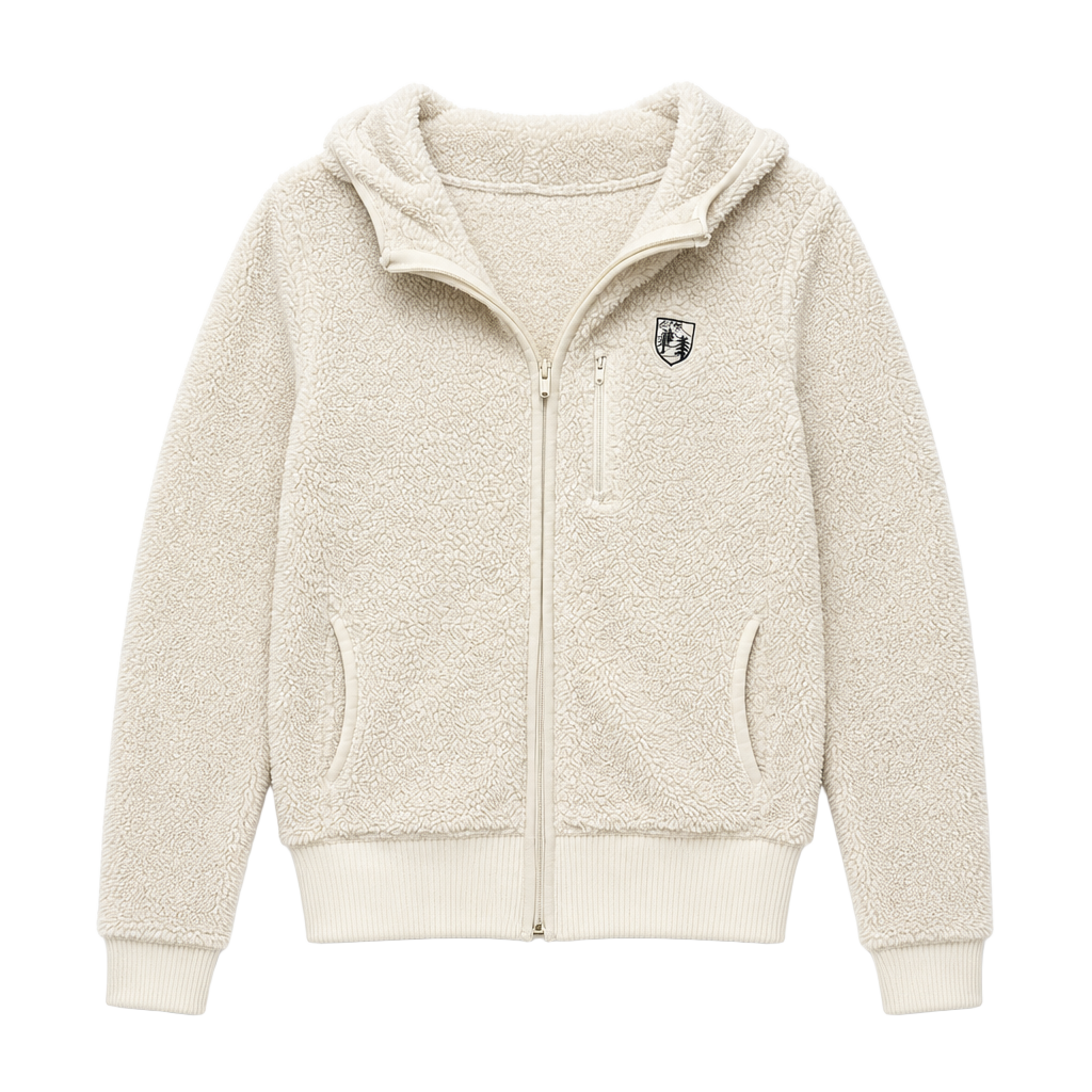 American Eagle Outfitters Sherpa Teddy Full-Zip Hoodie with Chest Pocket 1