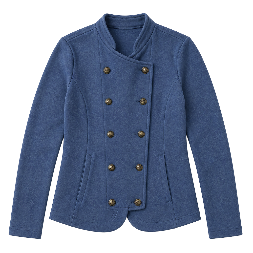 Tommy Hilfiger Women's Blue Double-Breasted Military Style Jacket Size Large 1