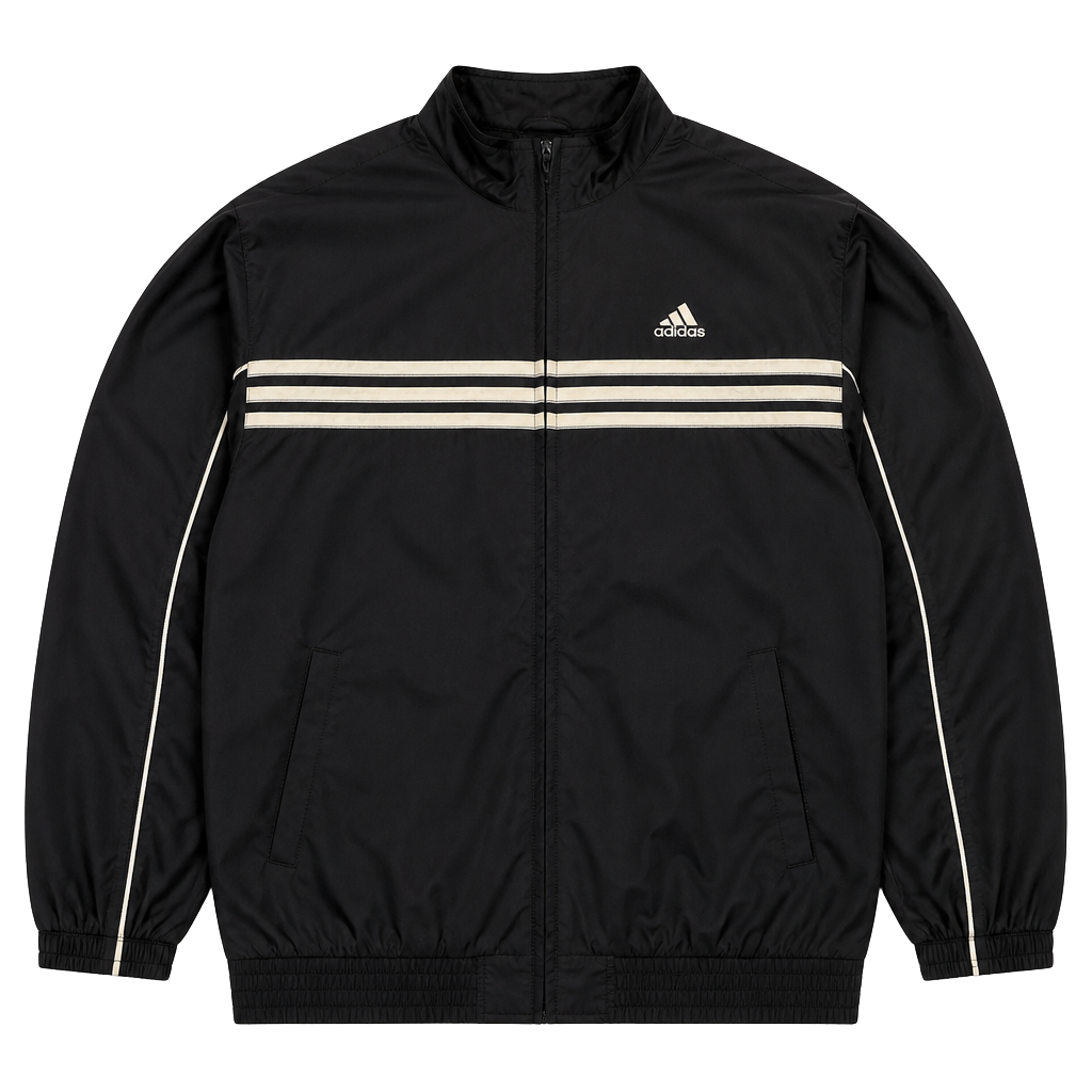Vintage 90s Adidas Reversible Windbreaker Jacket Black White Gray 1