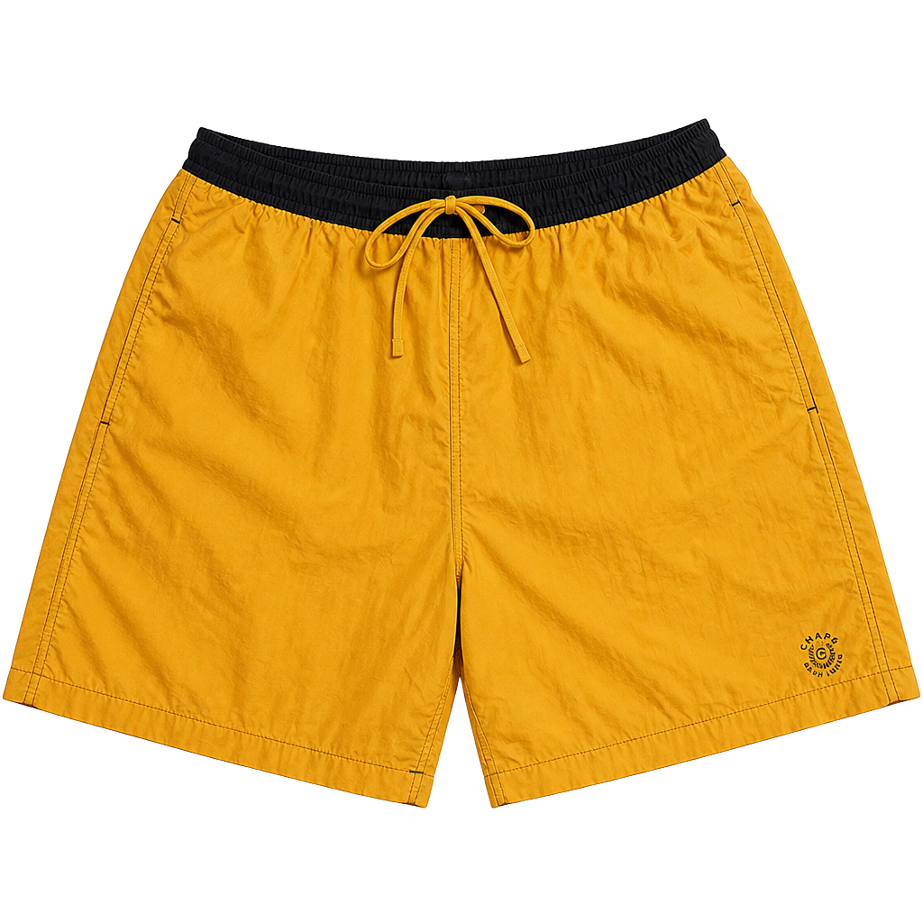 Vintage Chaps Ralph Lauren Yellow and Blue Performance Swim Trunks 1