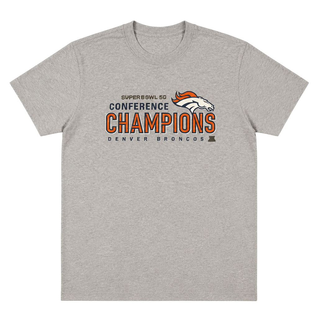 Nike Denver Broncos NFL Super Bowl 50 Champions T-Shirt Gray Mens Size XL Gray 1