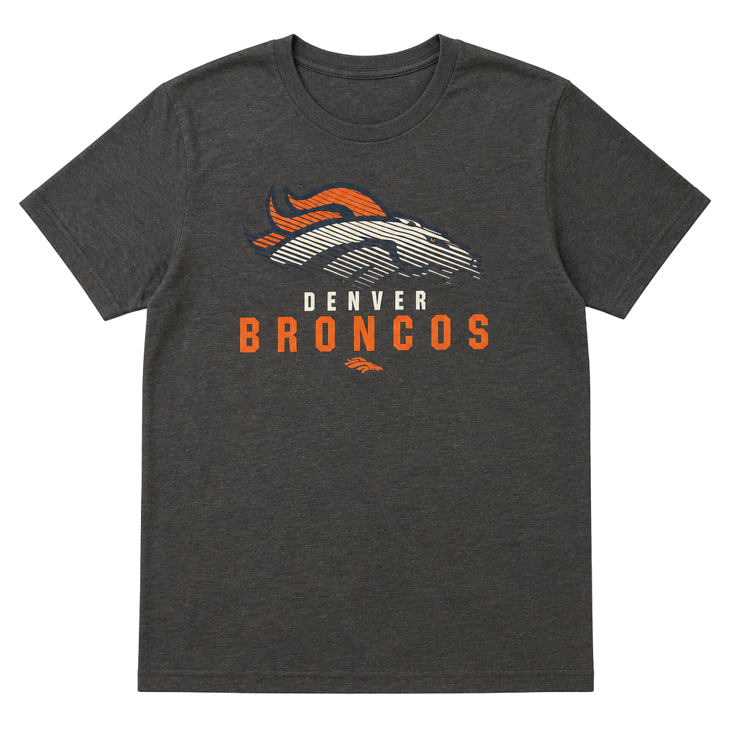 NFL Team Apparel Denver Broncos Men's Heather Gray Graphic T-Shirt 1
