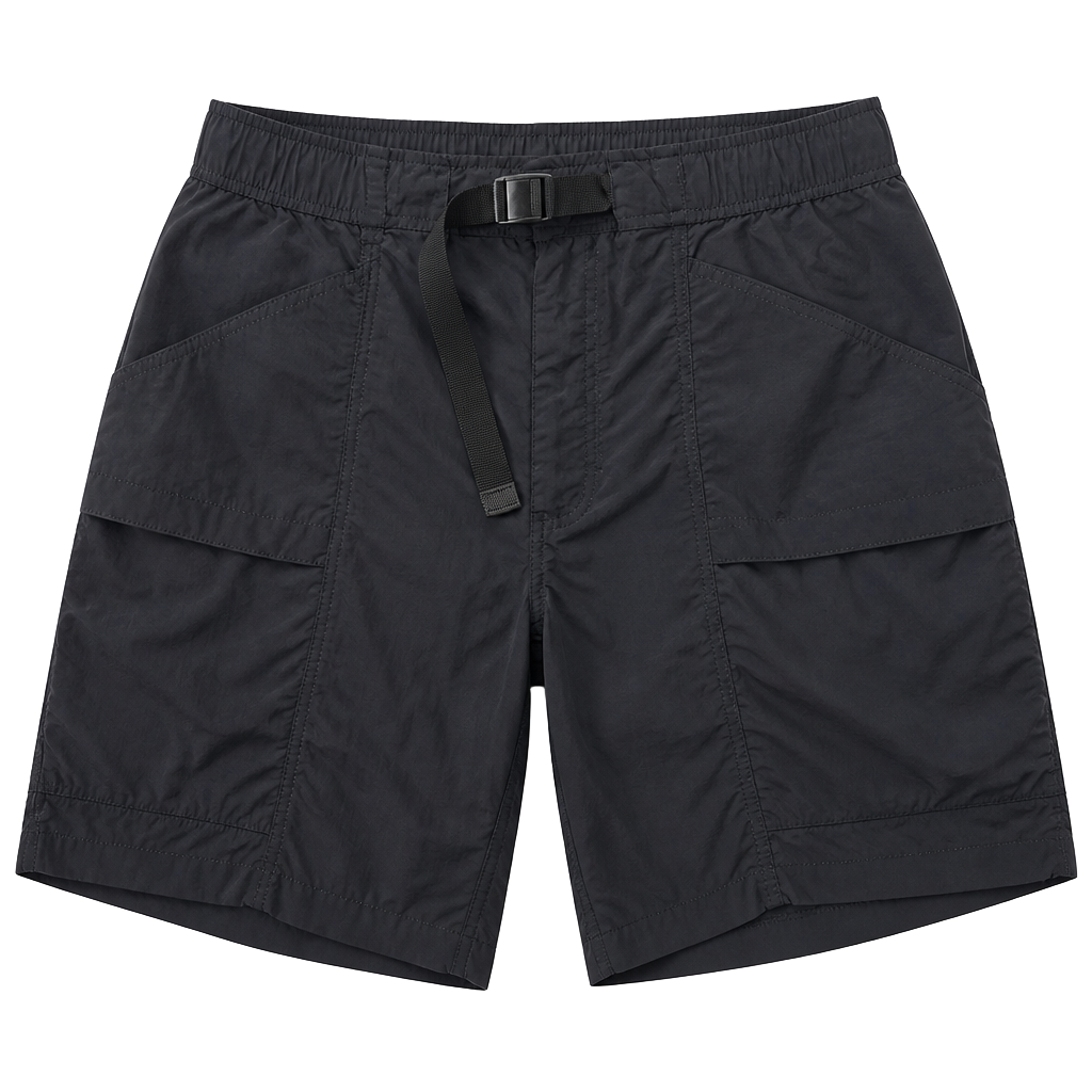 Eddie Bauer Black Nylon Belted Cargo Hiking Shorts Men's Size Large 1