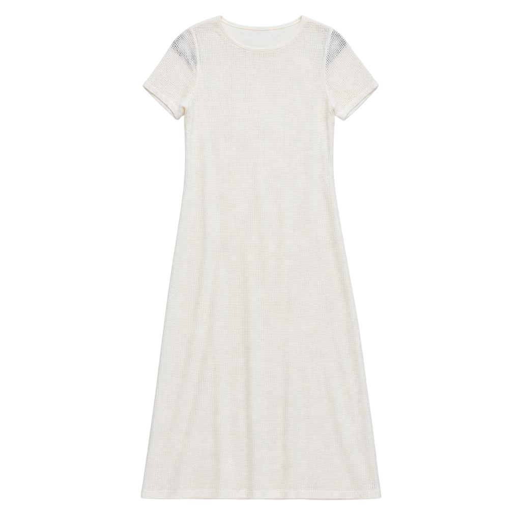Le Lis White Textured Knit Short Sleeve Maxi Dress 1