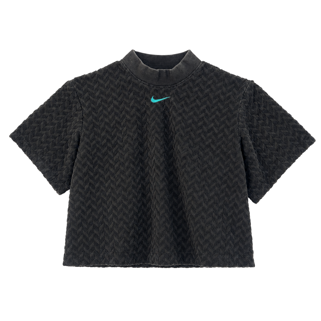 Nike Sportswear Everyday Modern Jacquard Mock Boxy Top tshirt dark green 1