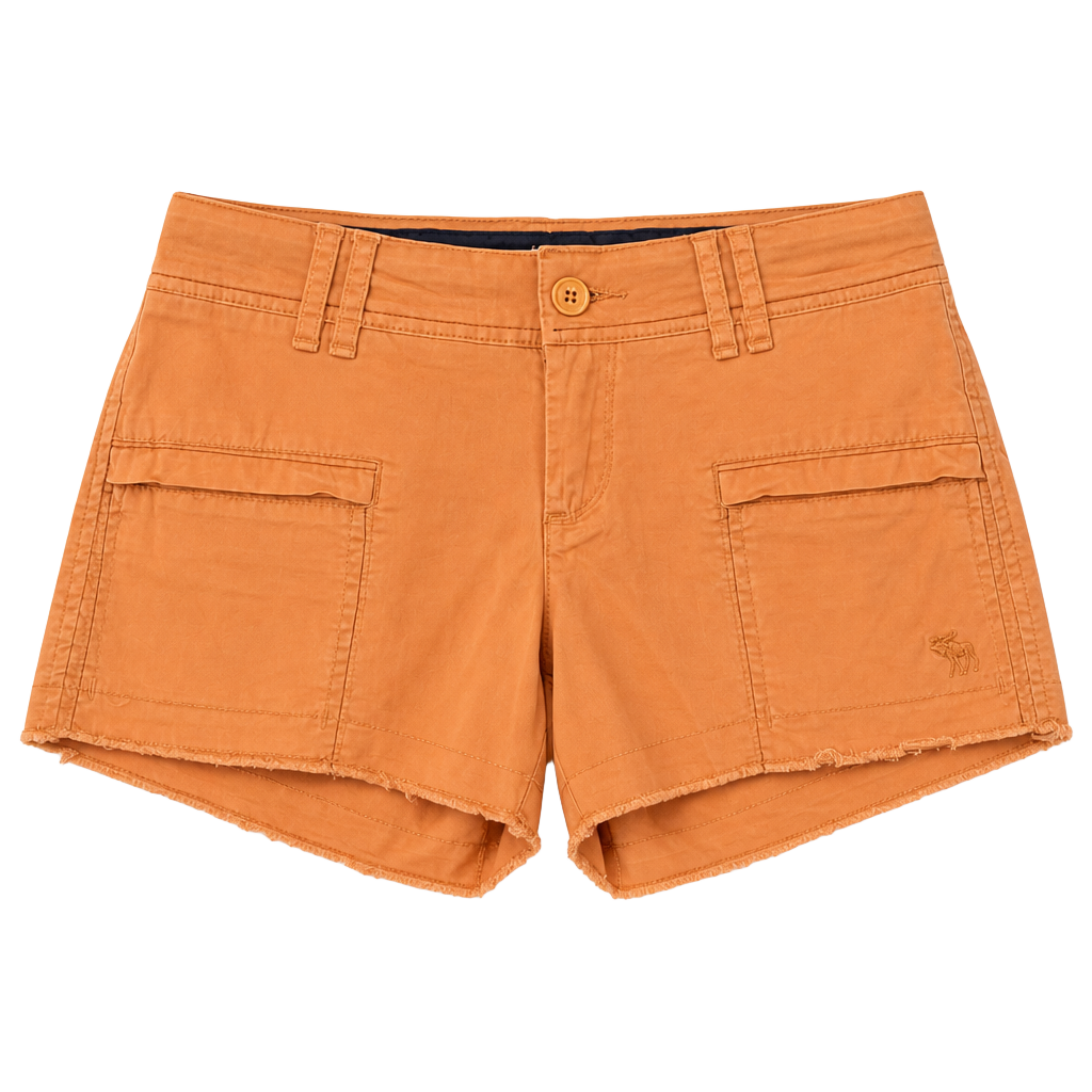 Vintage Abercrombie & Fitch Women's Orange Utility Frayed Hem Cargo Shorts XS 1