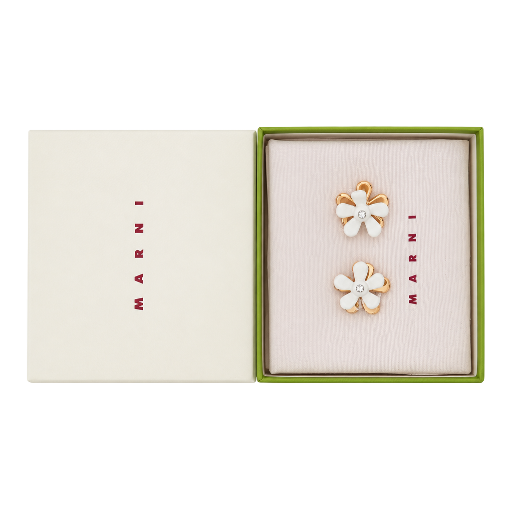 Marni Flower Pop Daisy Stud Earrings authentic BNWT gift box flower retail $375 1