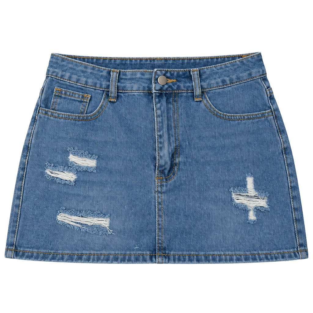 SHEIN Denim Skirt Size S Blue Distressed Mini Skirt 1