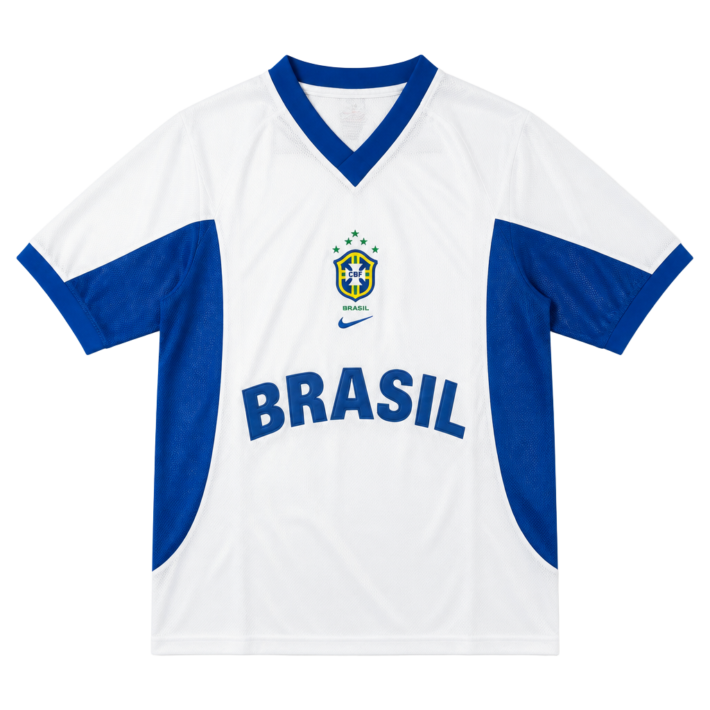 Nike Brasil Soccer Jersey Size S White Blue 1