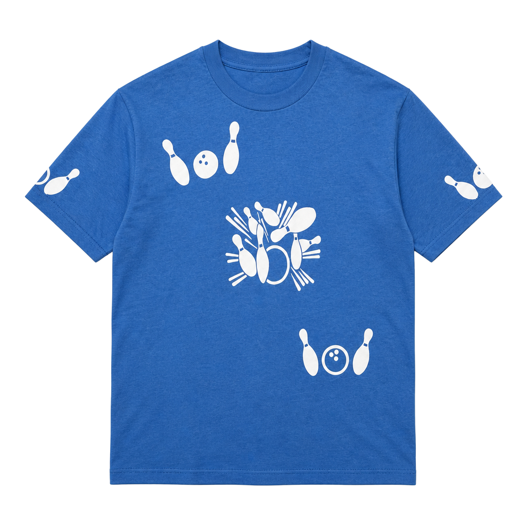 Vintage Bowling Graphic T-Shirt Blue Single Stitch 1