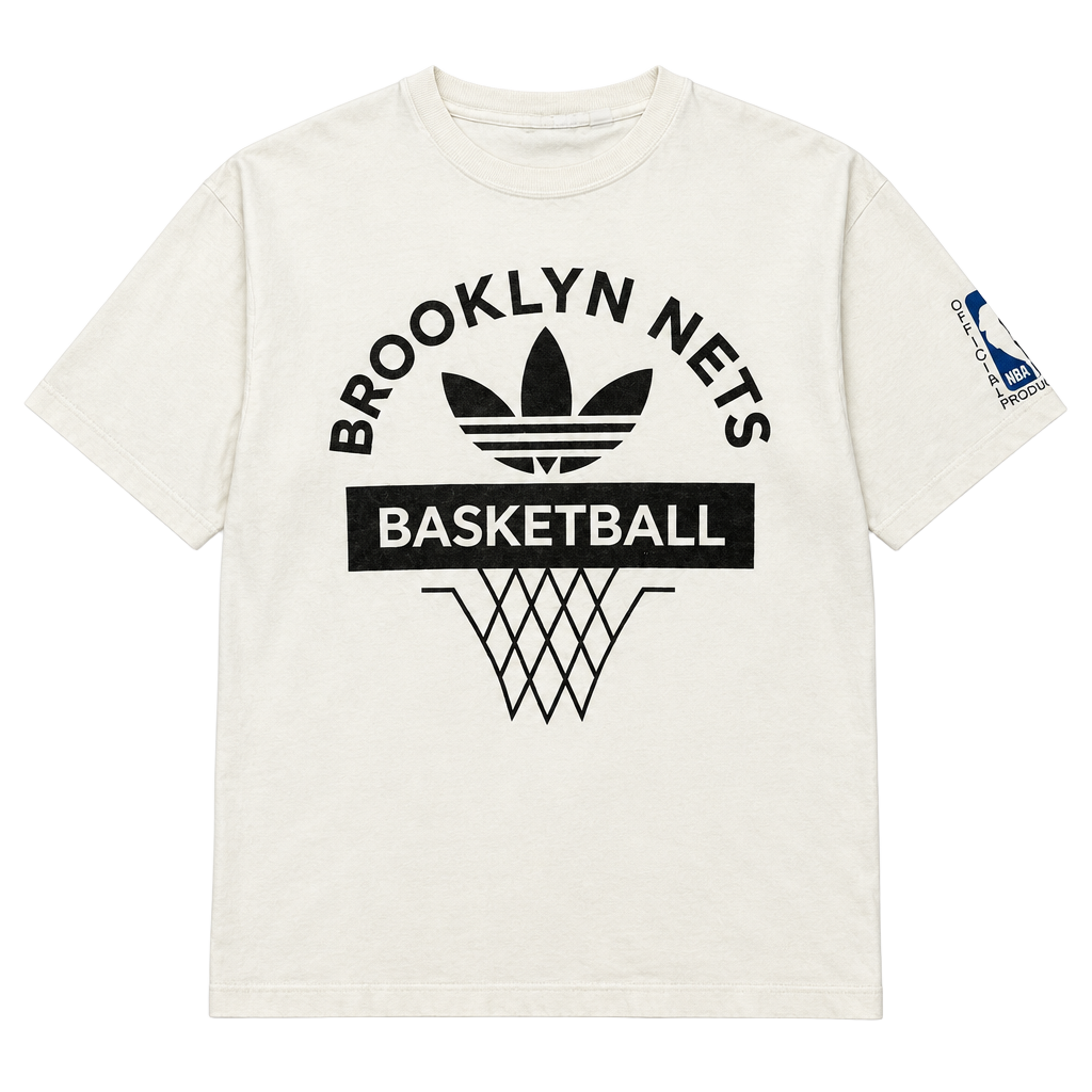 Adidas Brooklyn Nets T-Shirt Size M White Graphic Tee 1