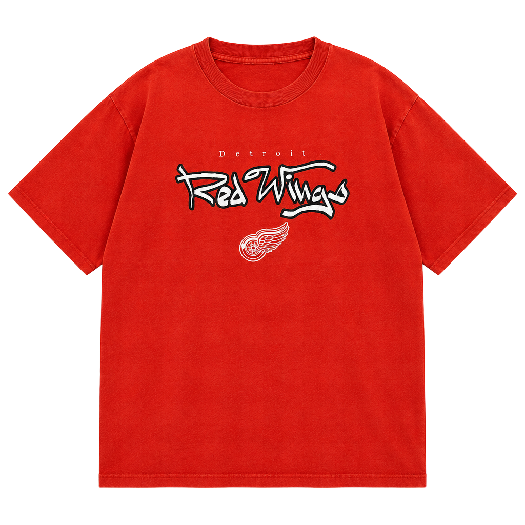 Vintage Detroit Red Wings Graphic T-Shirt Red 1