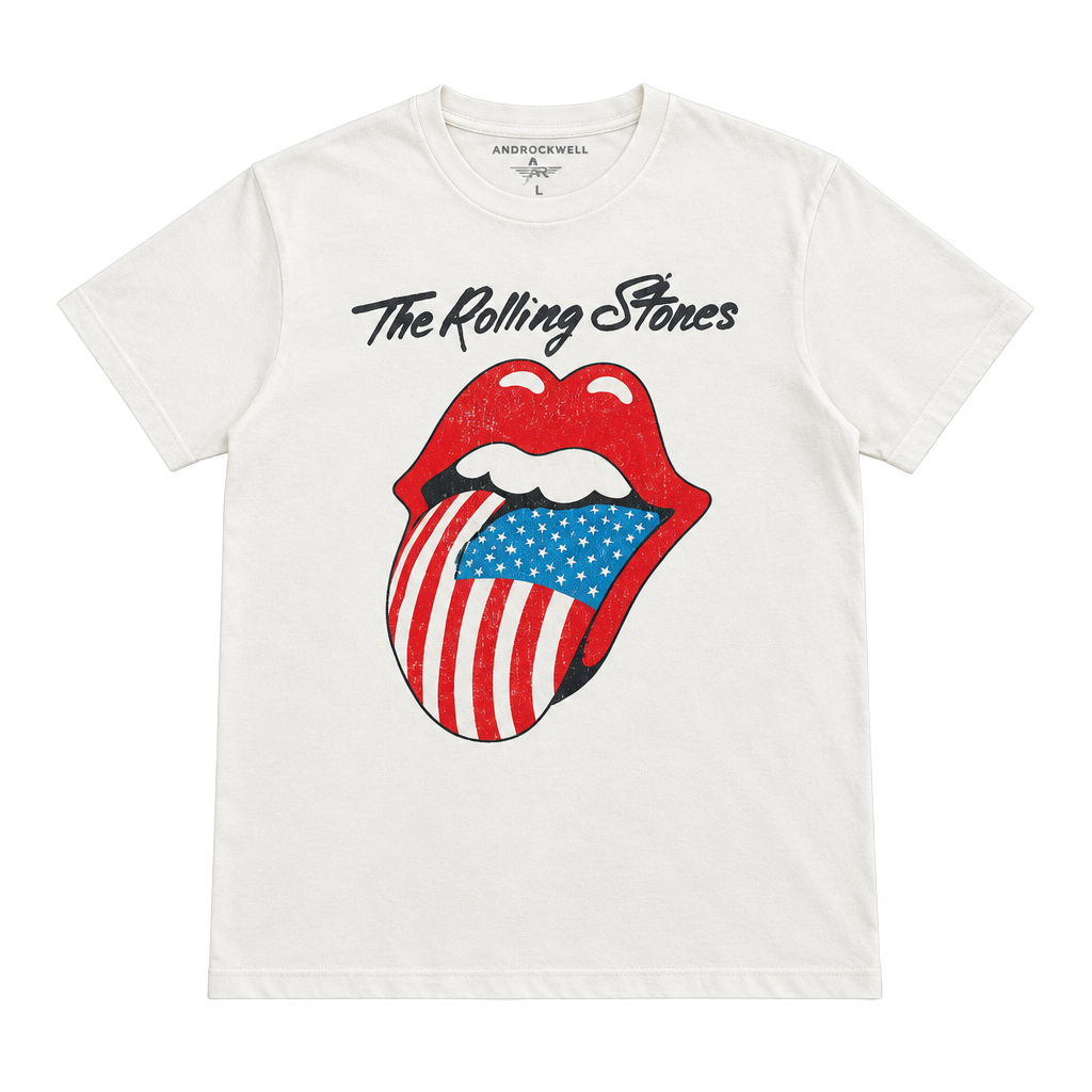 And Now This Rolling Stones Tongue And Flag Graphic T-Shirt Size S White 1