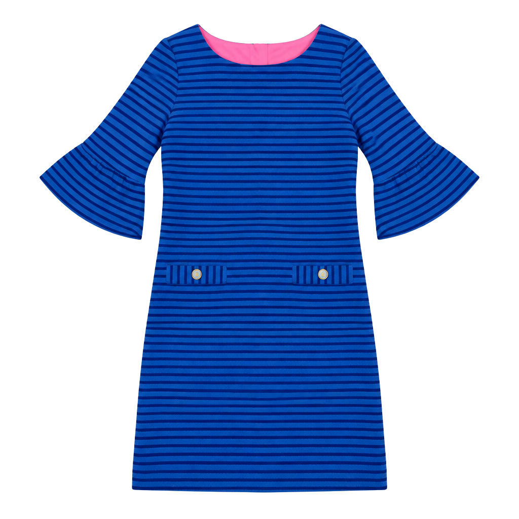 Lilly Pulitzer Alden Striped Dress Size S Blue Grotto Shift Flutter 1