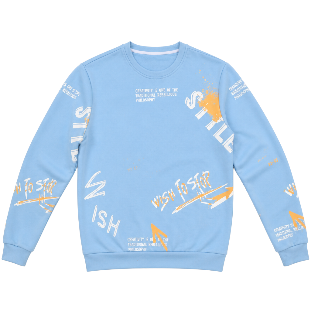 Light Blue Graphic Crewneck Sweatshirt 1