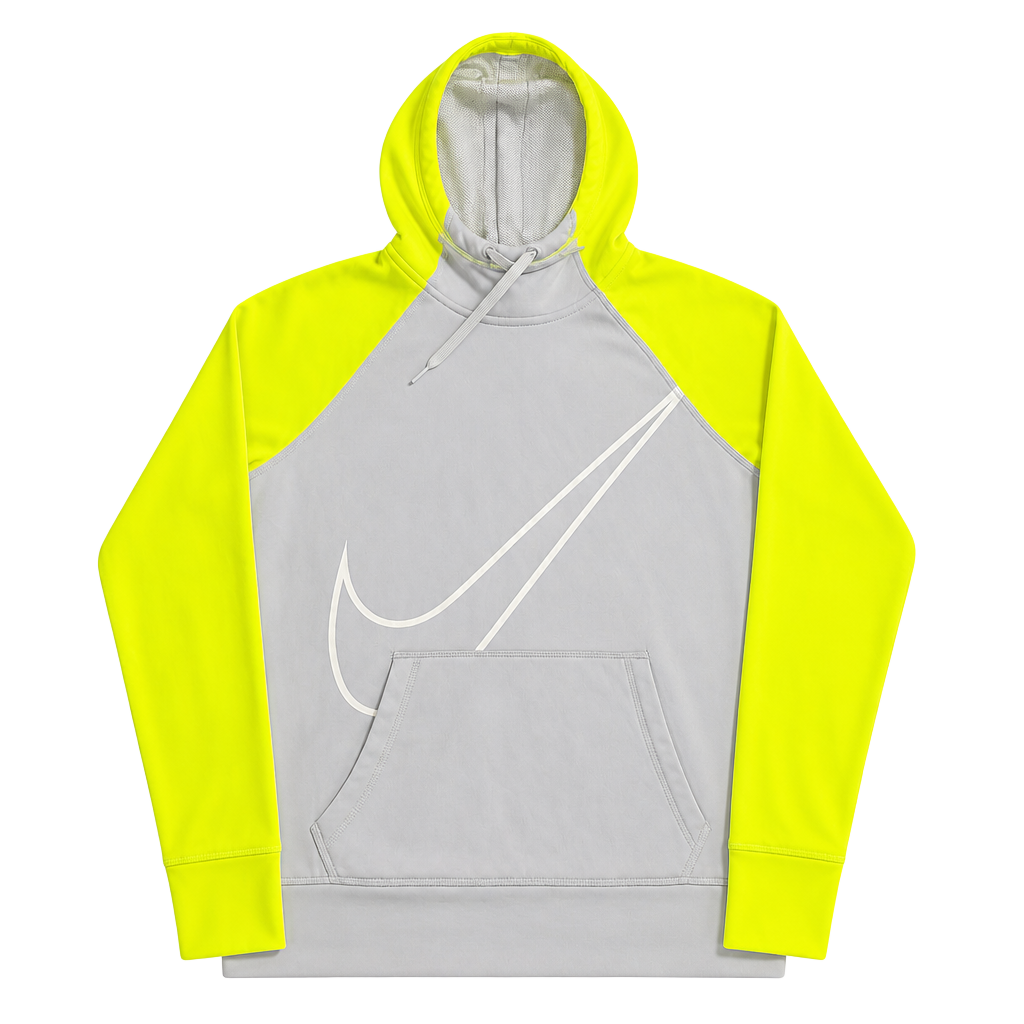 Nike Therma-Fit Gray and Neon Yellow Pullover Hoodie 1