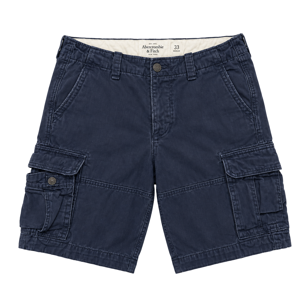Y2K Abercrombie & Fitch Cargo Shorts Size 33 Navy Blue Cotton 1
