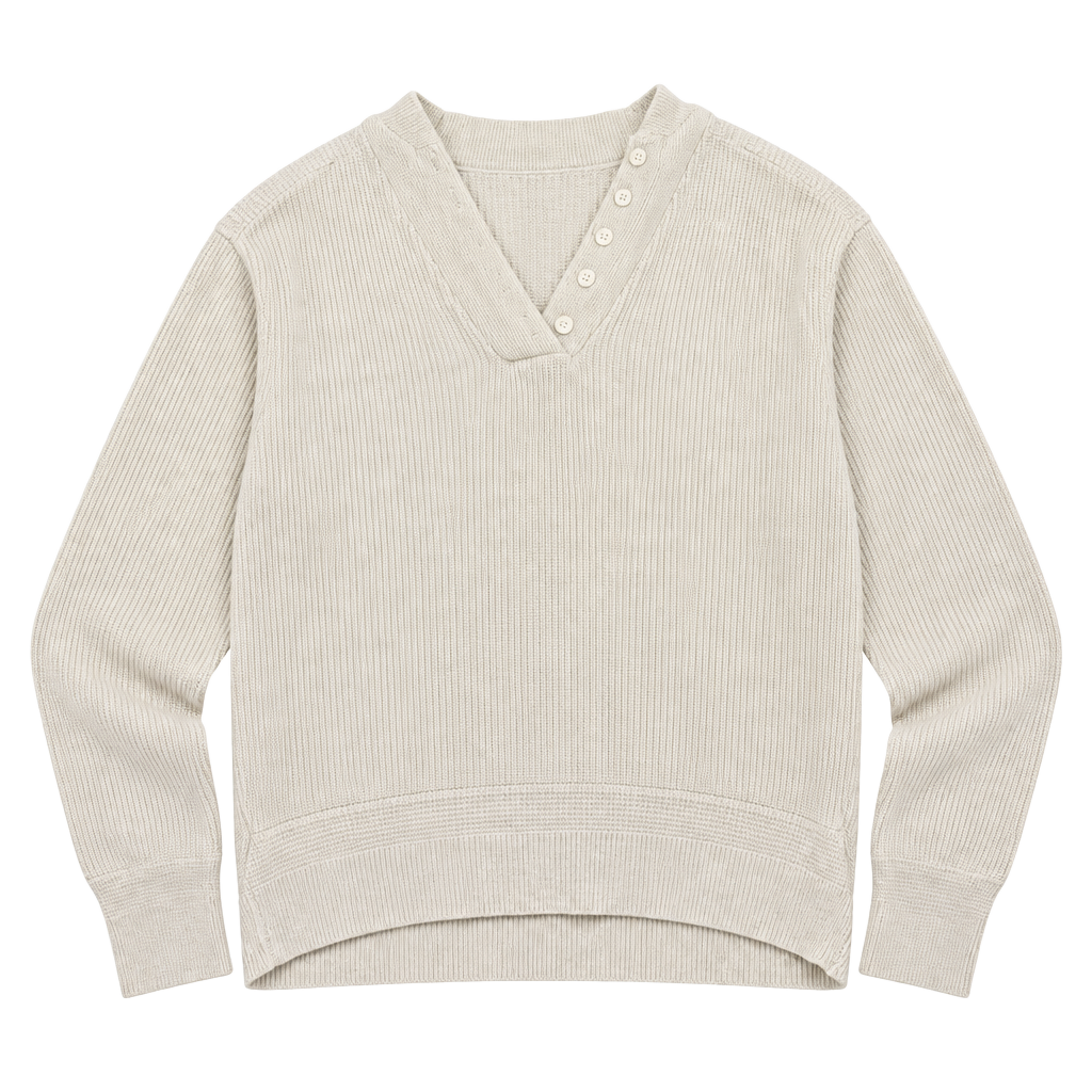 L.L. Bean vintage Cotton Thermal Henley Sweater Size XL Vintage White USA Made 1
