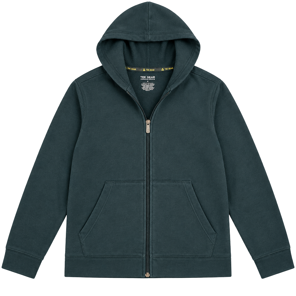 Tek Gear Ultrasoft Fleece Zip Hoodie Size L Teal Blue Full Zip Sweatshirt 1