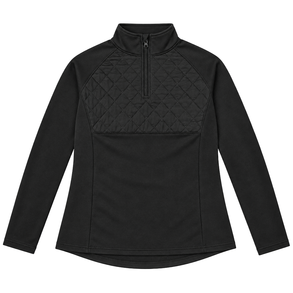 Avia Quilted 1/4 Zip Pullover Jacket Size L (12-14) Black 1