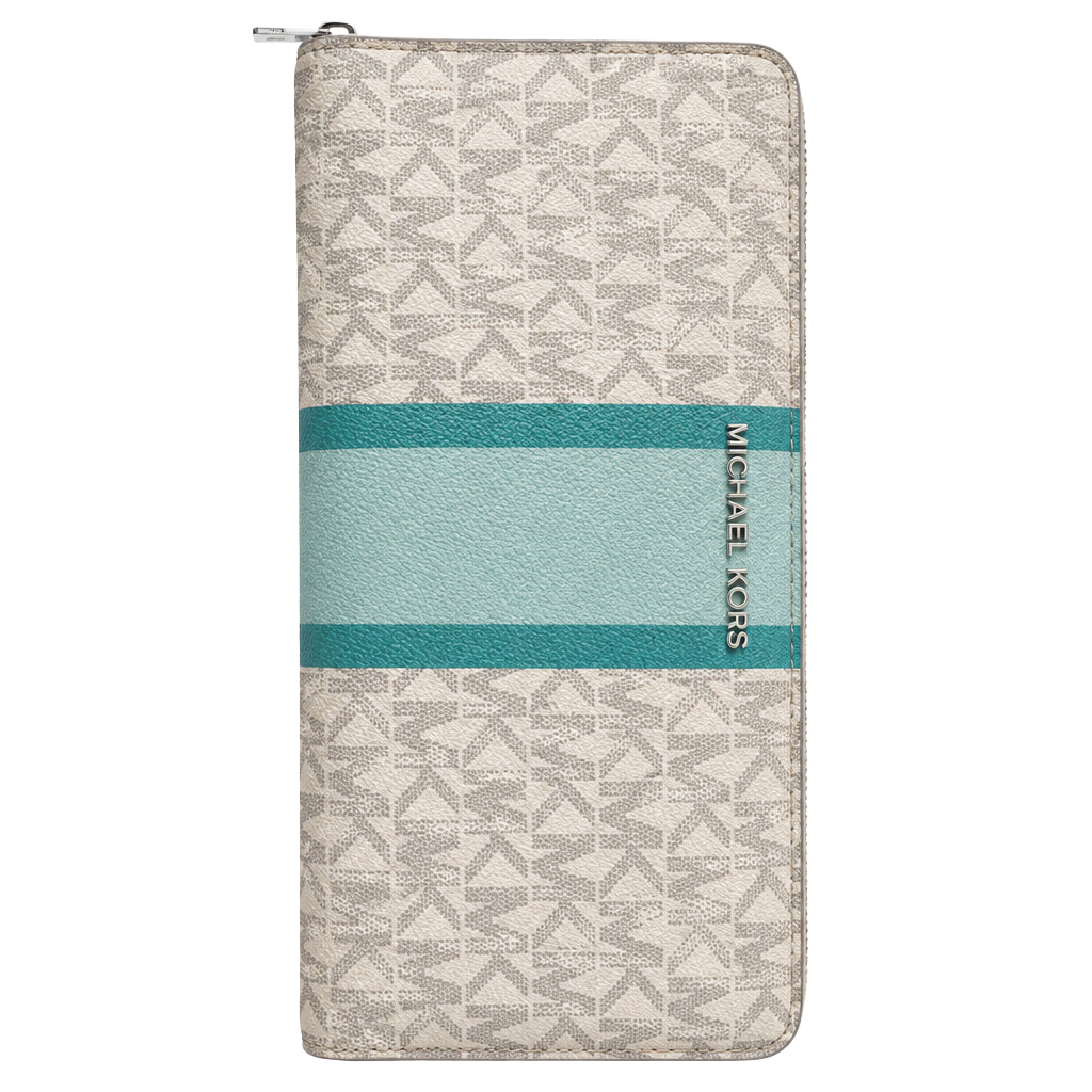Michael Kors Jet Set Travel Continental Wallet Vanilla/Turquoise 1