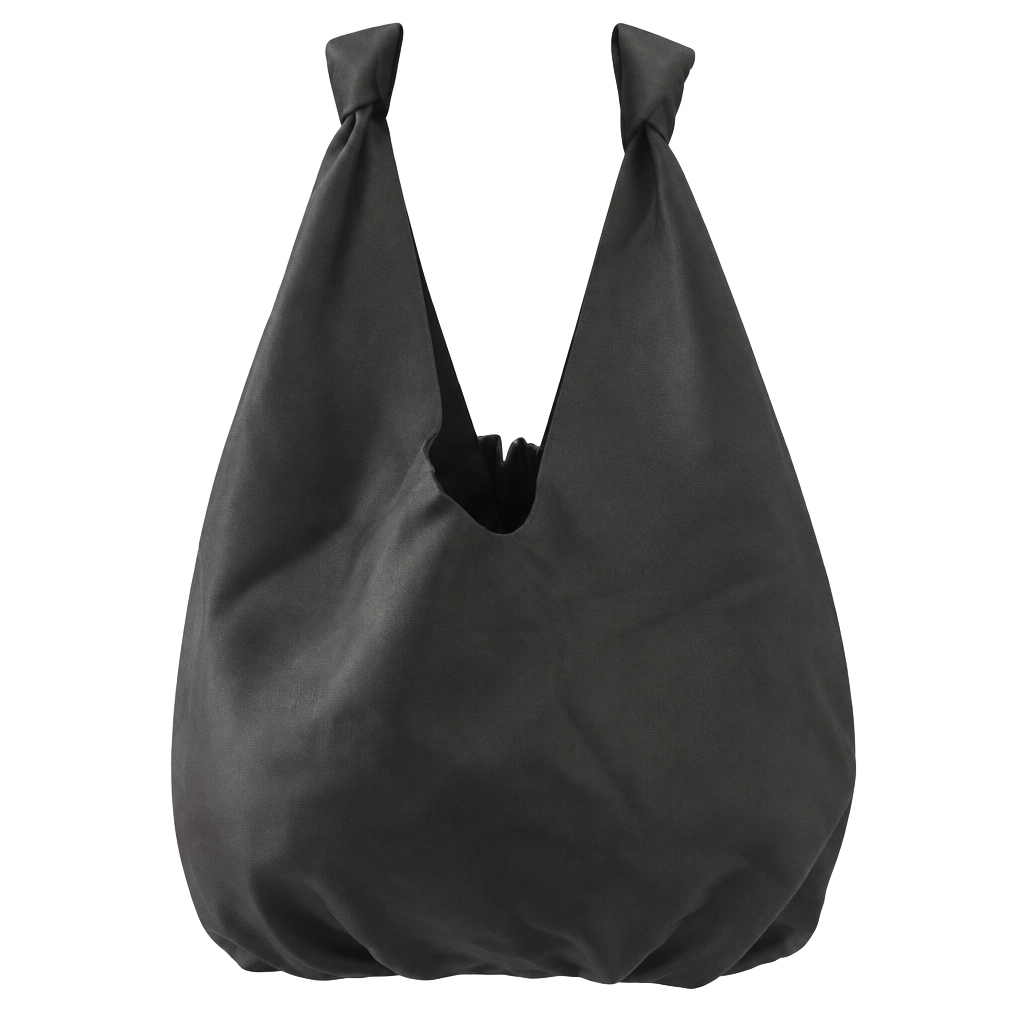 Elizabeth and James Black Leather Knot Handle Hobo Bag 1