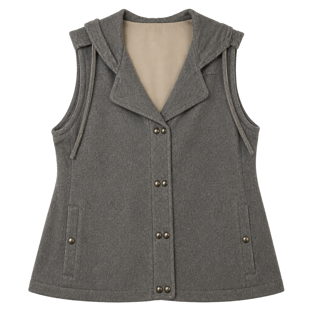 Coldwater Creek Charcoal Hooded Vest 1