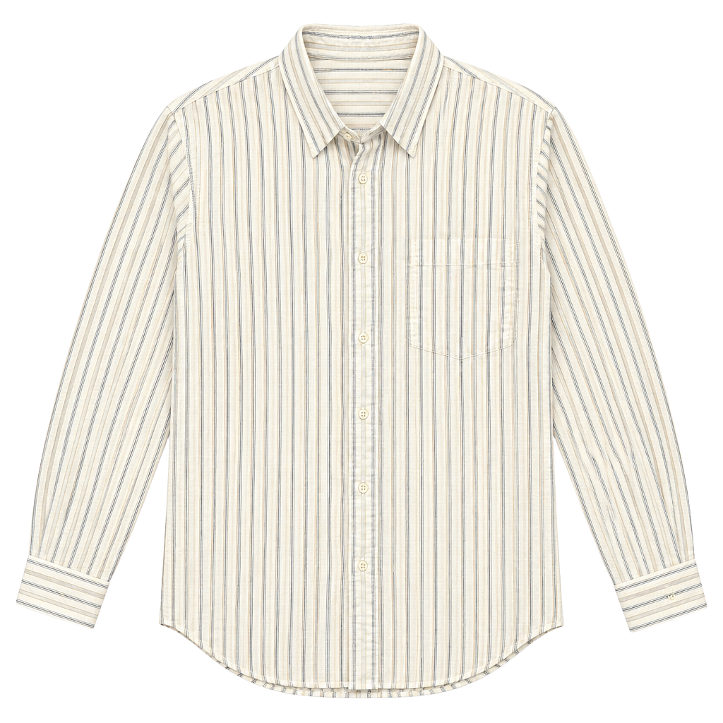 London Fog Men's 16.5 32/33 White/Blue Striped Dress Shirt Button Cotton Blend 1