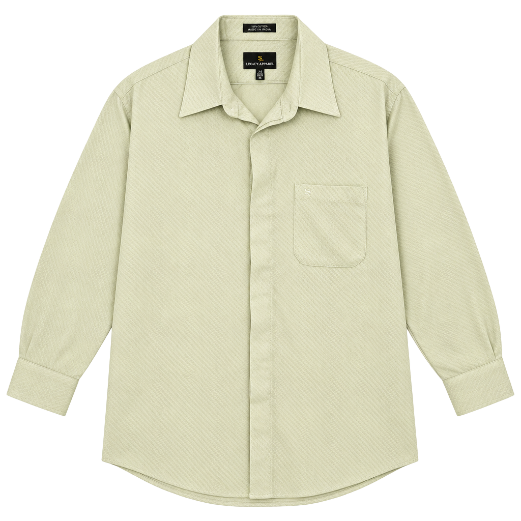Stacy Adams Men's XL Regular Fit Green/Beige Striped Dress Shirt 17-17.5 32/33 1