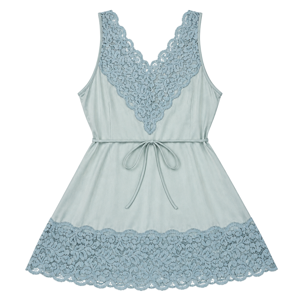 Henson Kickernick Vintage Lingerie Chemise Size Small Blue Lace Trim 1