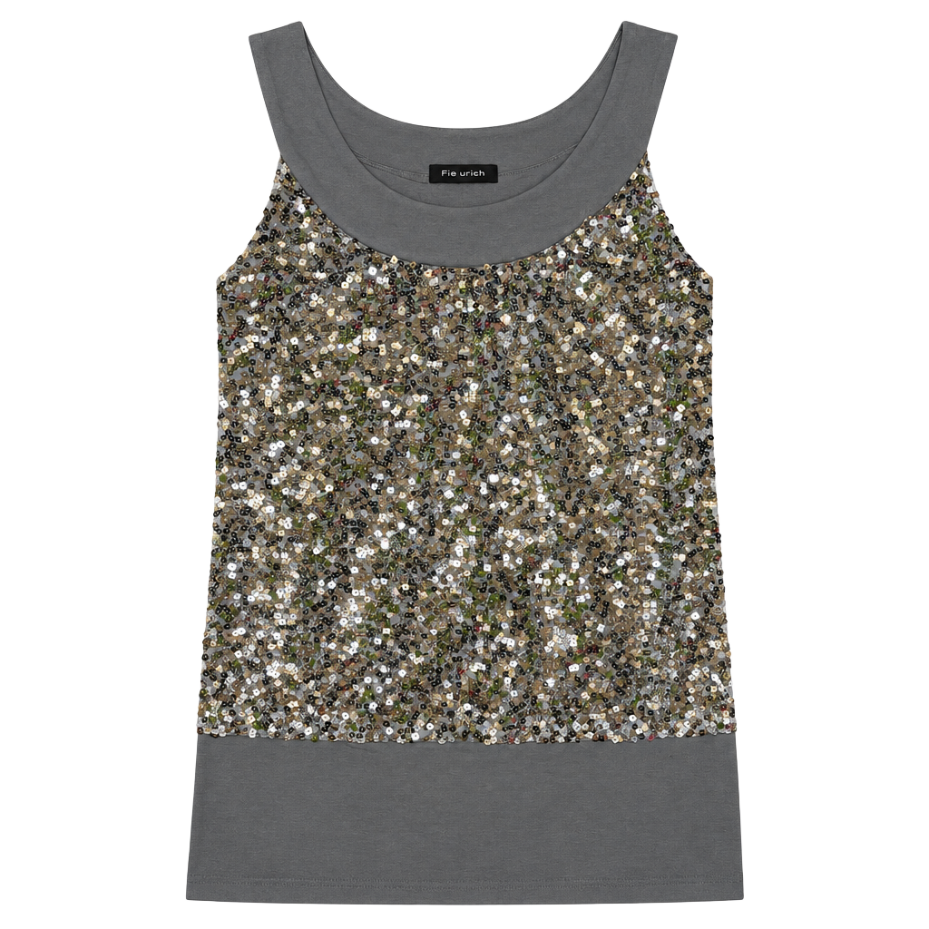 Fleurish Sequin Tank Top Gray 1